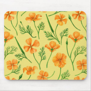 Tapis De Souris Pavot de Californie, fleurs d'été, orange wil