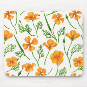 Tapis De Souris Pavot de Californie, fleurs d'été, orange wil