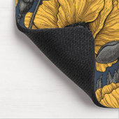 Tapis De Souris Pavot jaune sur la marine (Coin)