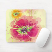 Tapis De Souris Pavots peints 2 d'aquarelle (Avec souris)