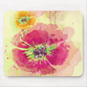 Tapis De Souris Pavots peints 2 d'aquarelle
