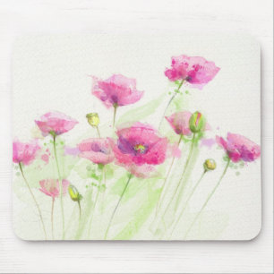 Tapis De Souris Pavots peints 3 d'aquarelle