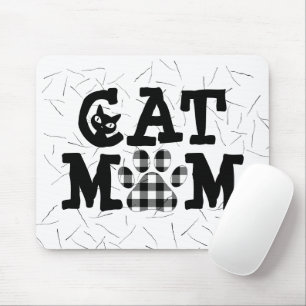 Tapis De Souris Pawprint maman chat avec poils de chat