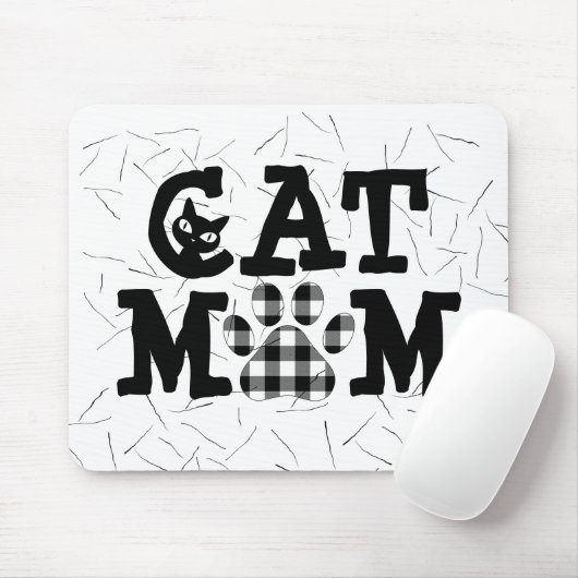 Tapis De Souris Pawprint maman chat avec poils de chat (Avec souris)