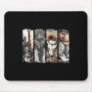 Tapis De Souris Pays Western Cowgirl Cowboy Boots Vache Crâne de v