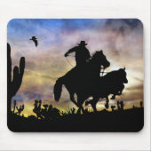 Tapis De Souris Pays Western Roping Cowboy Desert Scène (Devant)