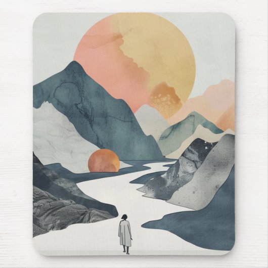 Tapis De Souris Paysage Abstrait de Boho (2) (Devant)