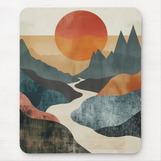 Tapis De Souris Paysage Abstrait de Boho (5) (Devant)