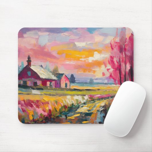 Tapis De Souris Paysage agricole d'automne Art Abstrait moderne (Avec souris)