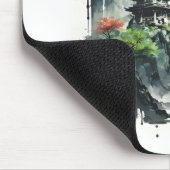 Tapis De Souris Paysage antique de l'encre chinoise avec cascade (Coin)