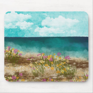 Tapis de souris paysage aquarelle bord de mer