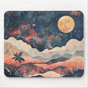 Tapis De Souris Paysage céleste désertique bohème indigo cuivre