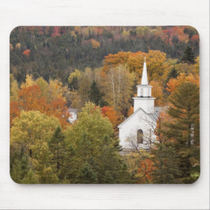 Tapis De Souris Paysage d'automne avec église, Vermont, États-Unis