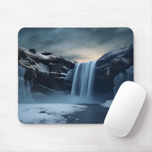 Tapis De Souris paysage de cascade en Islande (Avec souris)