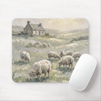 Tapis de souris paysage de ferme rustique vintage