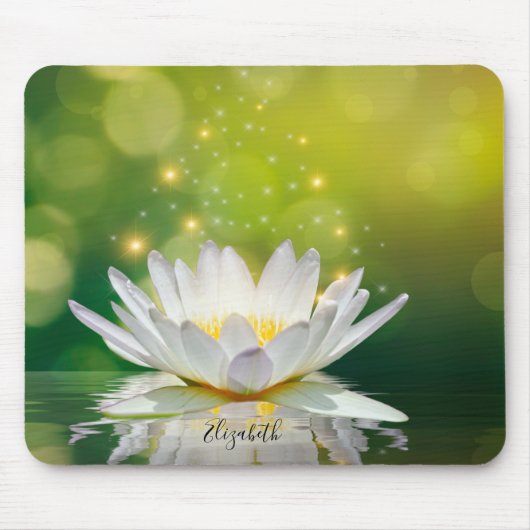 Tapis De Souris Paysage de fleurs de lotus blanc, zen (Devant)