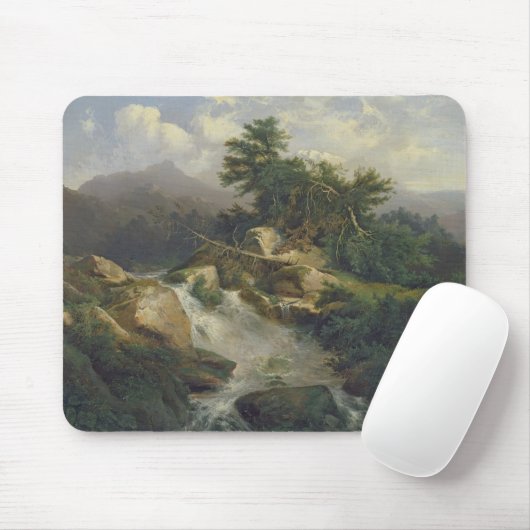 Tapis De Souris Paysage de forêt avec la cascade (Avec souris)