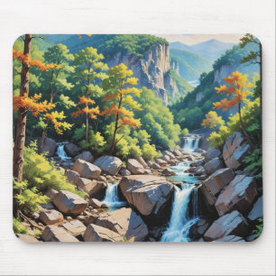 Tapis De Souris Paysage de la cascade de Serene Mountain