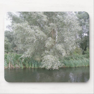 Tapis De Souris Paysage de l'arbre blanc et de la rivière Mousepad