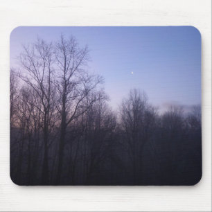 Tapis De Souris Paysage de matin de lune d'hiver en photographie
