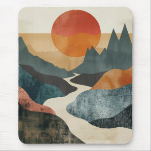 Tapis De Souris Paysage de montagne au coucher du soleil sur la ri