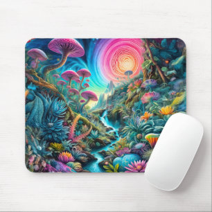 Tapis De Souris Paysage de rêves psychédéliques enchantés