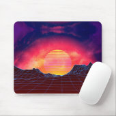 Tapis De Souris Paysage de Vaporwave avec des roches (Avec souris)