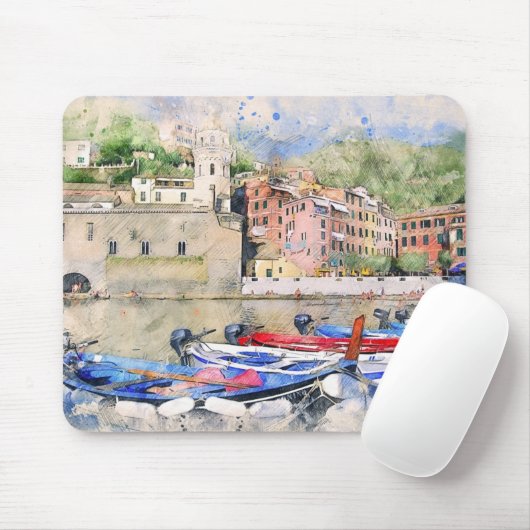 Tapis De Souris Paysage des bateaux (Avec souris)