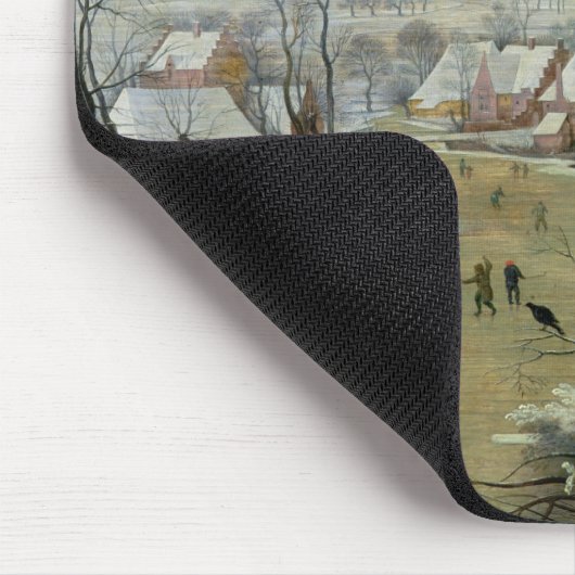 Tapis De Souris Paysage d'hiver avec des patineurs et un piège (Coin)