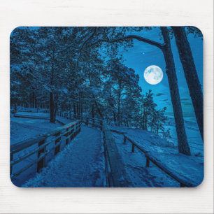 Tapis De Souris Paysage d'hiver avec pinède enneigée