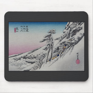 Tapis De Souris Paysage hivernal du château de Kameyama au Japon S