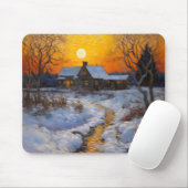 Tapis De Souris Paysage hivernal du coucher du soleil (Avec souris)