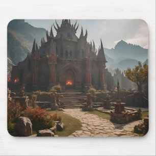 Tapis De Souris Paysage médiéval du château de montagne
