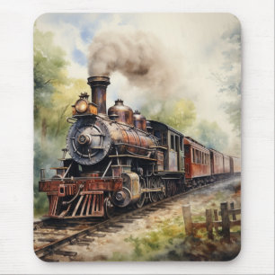 Tapis De Souris Paysage panoramique avec un train victorien