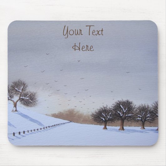 Tapis De Souris Paysage rural rustique de neige paysage (Devant)