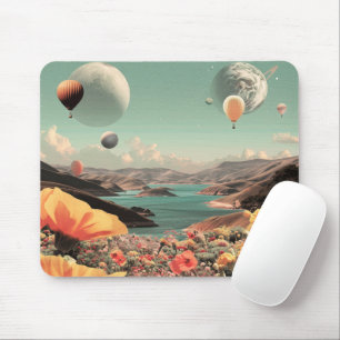 Tapis De Souris Paysage surréaliste avec ballons aérostatiques et