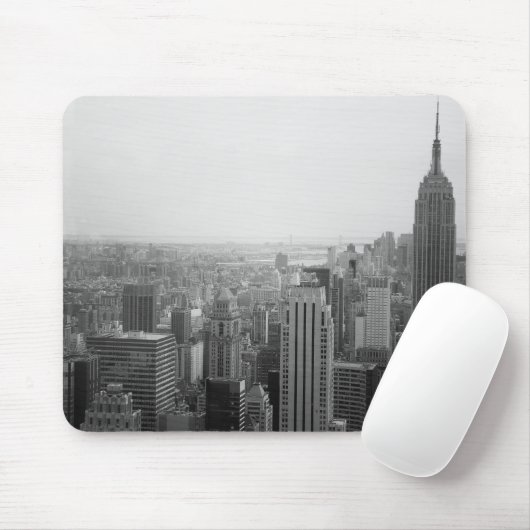 Tapis De Souris Paysage urbain noir et blanc d'horizon de NYC (Avec souris)