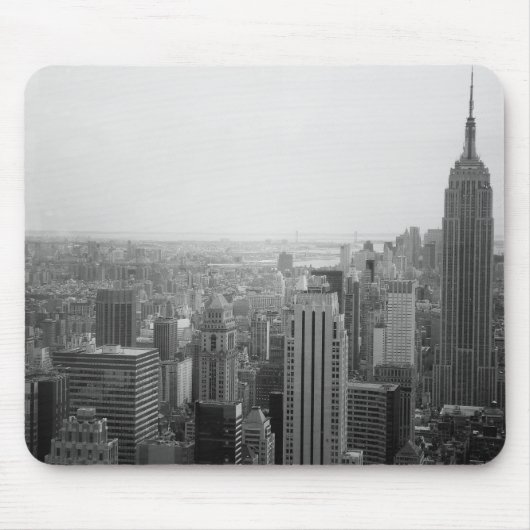 Tapis De Souris Paysage urbain noir et blanc d'horizon de NYC (Devant)