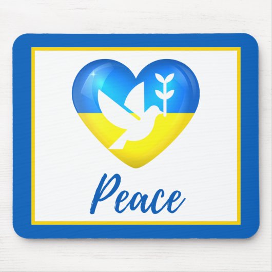 Tapis De Souris Peace Dove Ukraine - Coeur du drapeau (Devant)