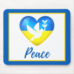 Tapis De Souris Peace Dove Ukraine Flag Heart