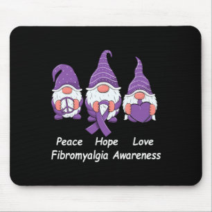 Tapis De Souris Peace Hope Love Gnomes Purple Ribbon Fibromyalgia