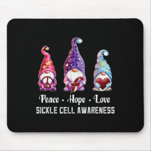 Tapis De Souris Peace Hope Love Gnomes Sickle Cell Awareness