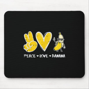 Tapis De Souris Peace Love Banana Funny Fruit Food Vegan Femmes Ho