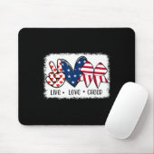 Tapis De Souris Peace Love Cheer Usa Drapeau 4 juillet Cheerled (Avec souris)