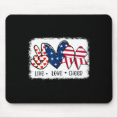 Tapis De Souris Peace Love Cheer Usa Drapeau 4 juillet Cheerled (Devant)