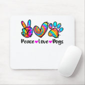 Tapis De Souris Peace Love Chiens Tie Dye Chien Paw Chien Maman Mi (Avec souris)
