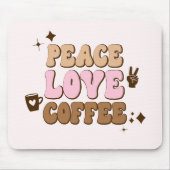 Tapis De Souris Peace Love Coffee Retro 70's Pink Brown (Devant)