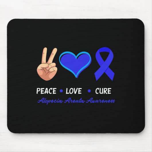 Tapis De Souris Peace Love Cure Alopecia Areata Sensibilisation (Devant)