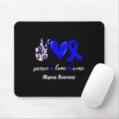 Tapis De Souris Peace Love Cure Alopecia Blue Ribbon Sensibilisati (Avec souris)