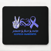 Tapis De Souris Peace Love Cure Alopecia Sensibilisation (Devant)